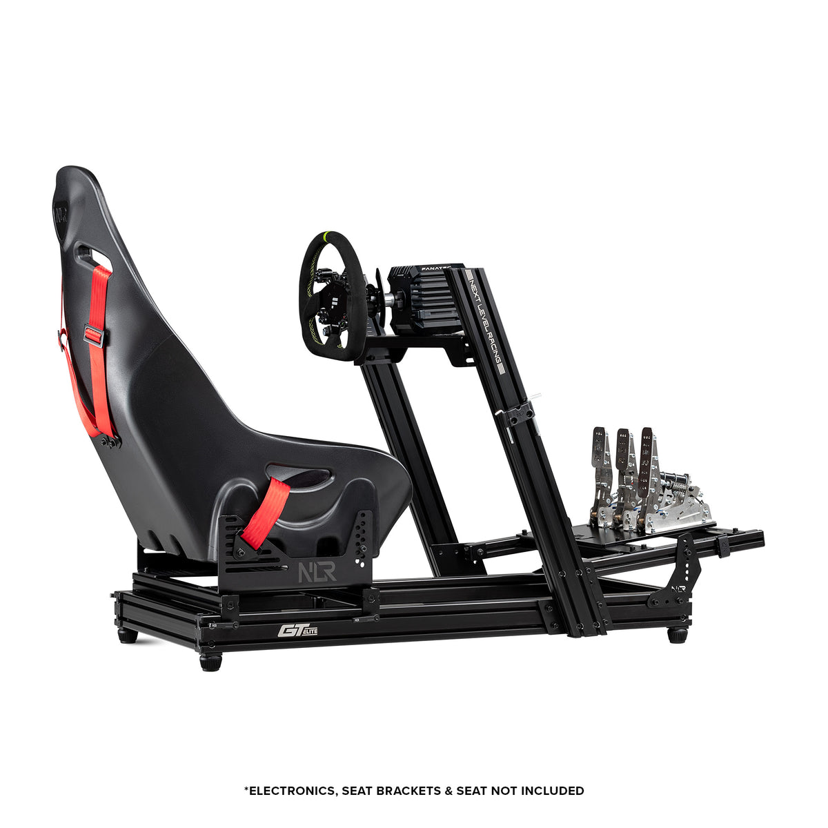 Next Level Racing GT Elite Lite Wheel Plate Edition - preview met Fanatec direct drive wheelbase en stuur, loadcell pedalen en ES1 stoel