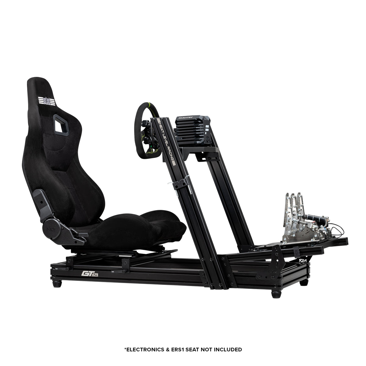 Next Level Racing GT Elite Lite Wheel Plate Edition - preview met Fanatec direct drive wheelbase en stuur, loadcell pedalen en ERS1 stoel