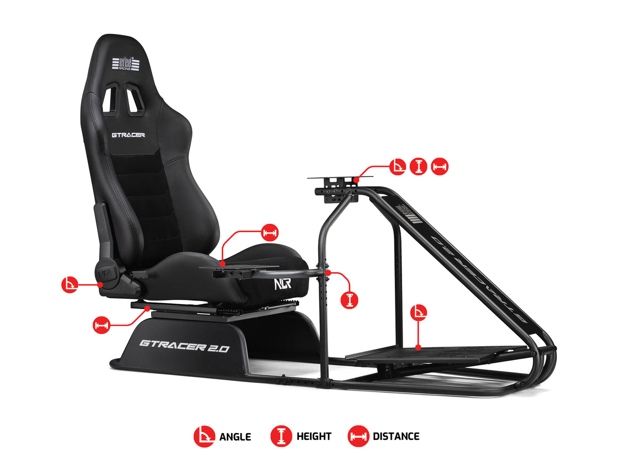 Next Level Racing GTRacer 2.0 Cockpit - visueel overzicht van aanpassingsmogelijkheden