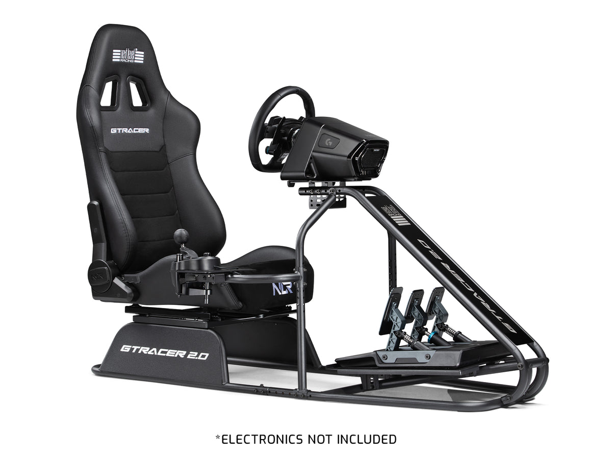 Next Level Racing GTRacer 2.0 Cockpit - preview met Logitech direct drive wheelbase, stuur, pedalen en shifter gemonteerd