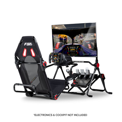 Next Level Racing Lite Free Standing Monitor Stand - preview met scherm gemonteerd en F-GT Lite cockpit