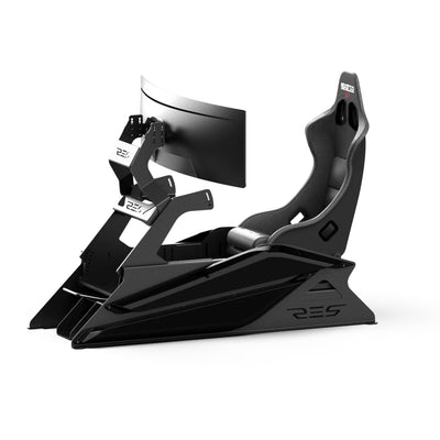 Res-Tech GT Cockpit - zwart preview met stoel en scherm gemonteerd