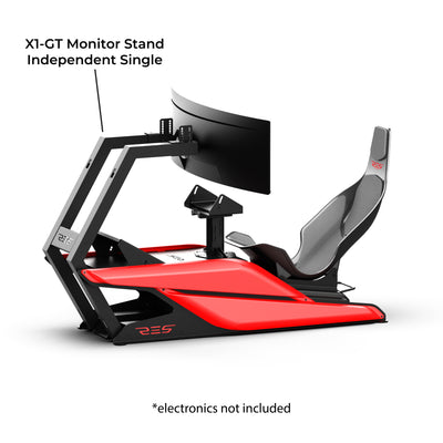 Res-Tech X1 Cockpit - rood preview met independent single monitor stand