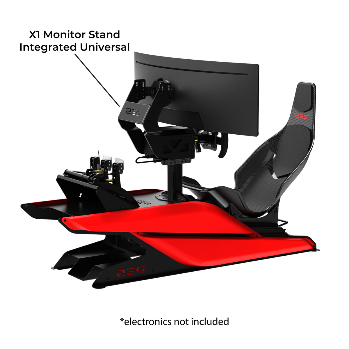 Res-Tech X1 Cockpit - rood preview met integrated single monitor stand