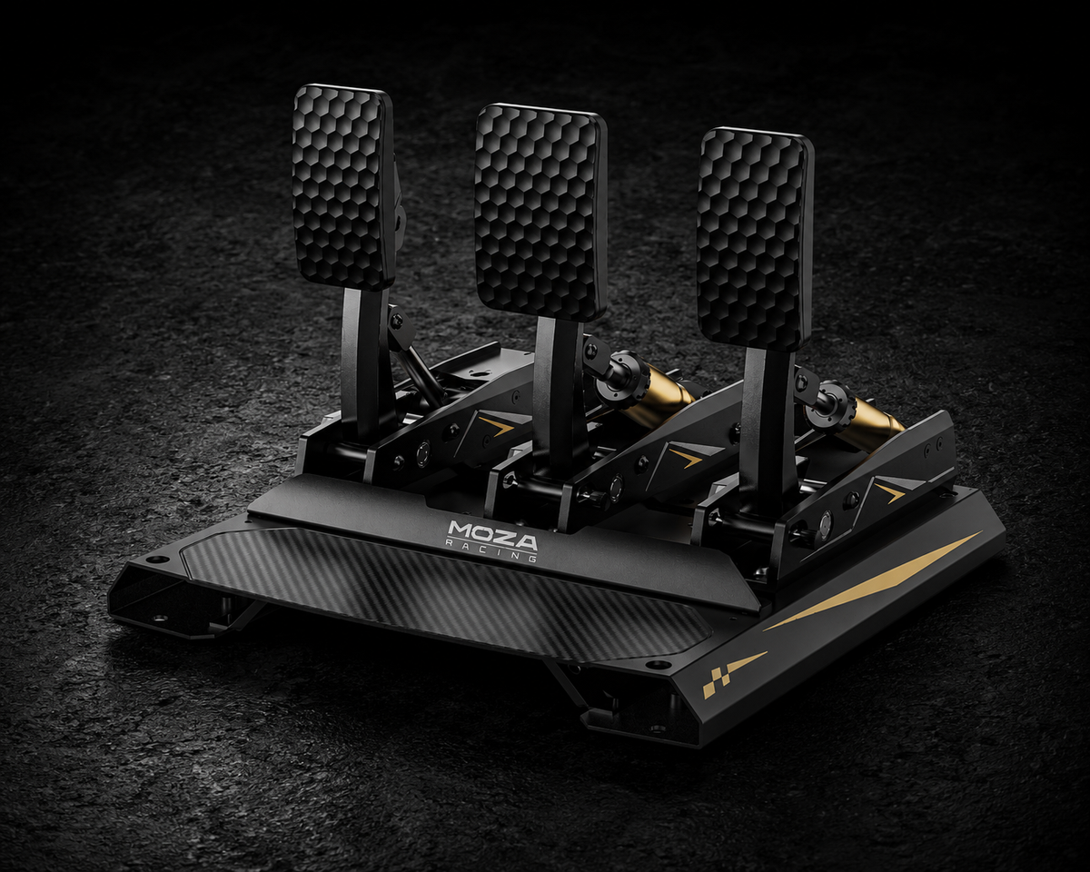 Simracingstore collectie foto pedalen met MOZA CRP2 load-cell pedalen afgebeeld