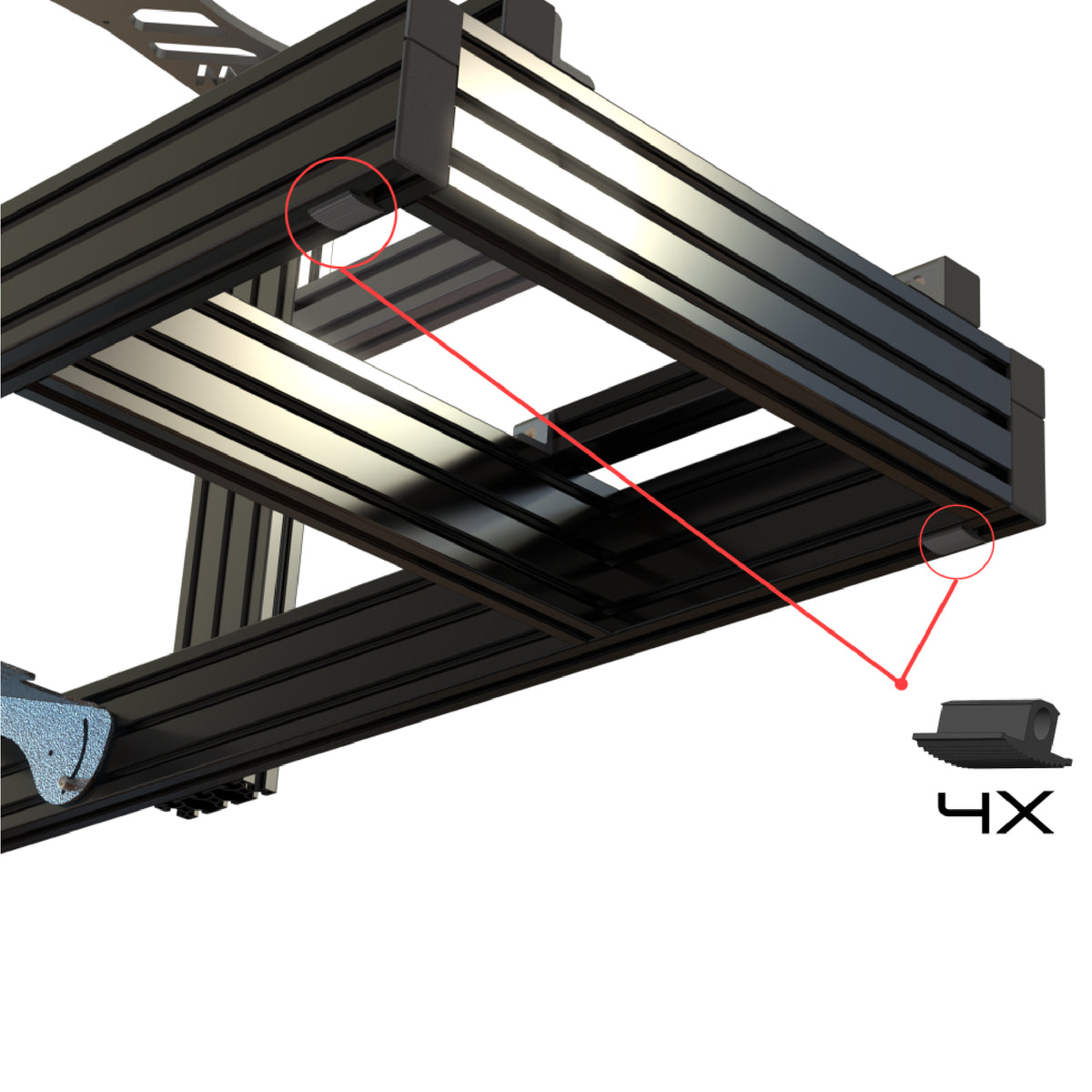 Wolf Racing Alpha 40-120 Sim Rig - preview met rubberen voetjes ter bescherming van de vloer