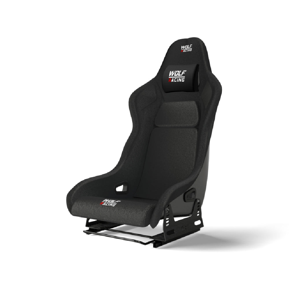 Wolf Börü Seat - zwart vooraanzicht met seat bracket en seat slider