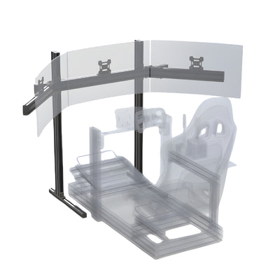 Wolf Racing Triple Monitor Stand - preview met 3 schermen en Wolf Racing sim rig